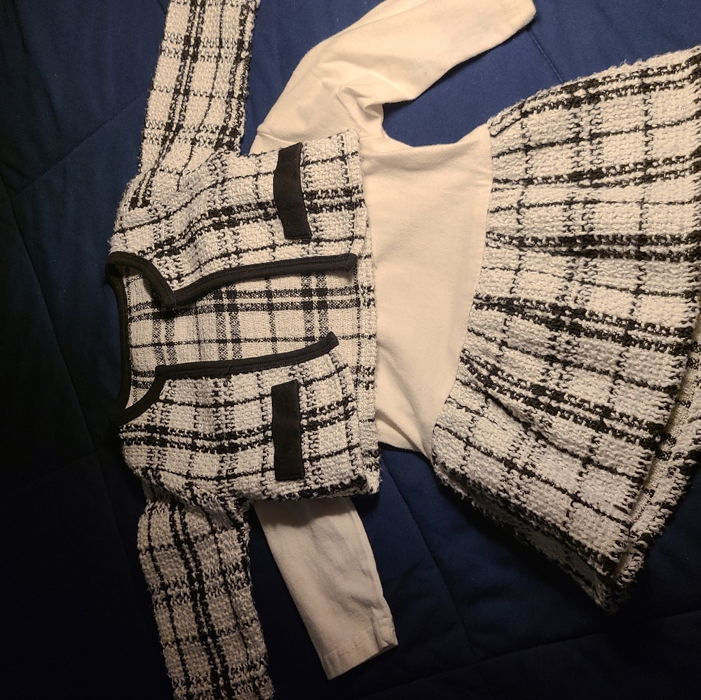 Baby girl long sleeve dress with plaid Jacket